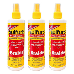Sulfur 8 Dandruff Treatment for Braids 12 oz (Pack of 3) ? Medicated Anti-Itch Scalp Conditioner