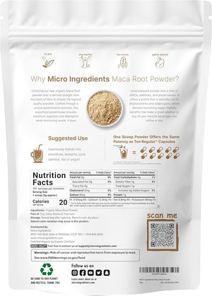 Organic Maca Root Powder 2 Pound Gelatinized for Better Absorption Rich in Antioxidants Help Energy Stamina Endurance Strength and Immune System No GMOs Vegan Friendly and Peru Origin