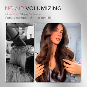 TYMO Thermal Brush Curling Brush - STYLUX 1.7 Inch Blowout Volumizer with Flexi-Fit for Hair Straightening Heated Round Styler Tool Hair Straightener and Curler 2 in 1 Dual Voltage Metallic Gray