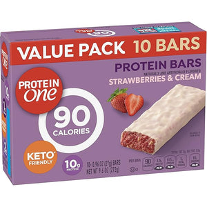 Protein One 90 Calorie Protein Bars Strawberries and Cream Keto Friendly Value Pack 10 Ct 9.6 oz