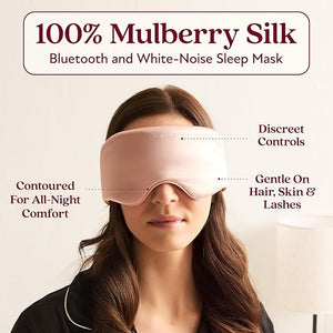 SilkSound 100% Mulberry Silk Bluetooth Sleep Mask Skin-Friendly Sleeping Eyemask with Bluetooth Headphones Sleep Gifts for Women Silk Eye Mask Headband Headphones for Sleeping Side Speakers