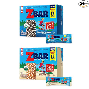 Zbar - Bake Sale Collection - Cookies 'N Creme and Cinnamon Roll Flavor - Soft Baked Snack Bars Variety Pack - Non-GMO - Whole Grains - USDA Organic Granola Bars (24 Pack)