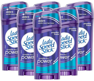 Lady Speed Stick Invisible Dry Power Underarm Antiperspirant Deodorant for Women Powder Fresh - 2.3 ounce (6 Pack)