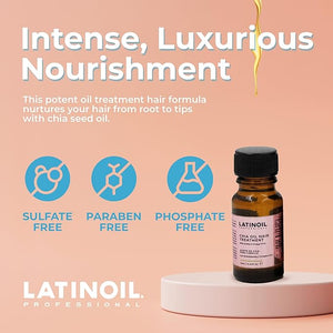 LATINOIL - Chia Oil Hair Treatment Oil for Hair Frizz and Dryness Hair Oil Treatment with Chia Seed Oil Amino acids Omegas and Hyaluronic Acid 12 ml Hair Oil 6-Pack