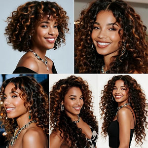 Highlight Curly Human Hair Bundles 20 22 24 Inch Brazilian Remy Virgin 10A Curly 3 Bundles Human Hair Hair Extensions Bundles P1B/30 Highlight