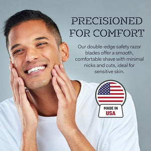 Made in USA Double Edge Razor Blades (50-Pack) ? Stainless Steel Smooth &amp Sharp | Fits All DE Safety Razors | Battle Brothers