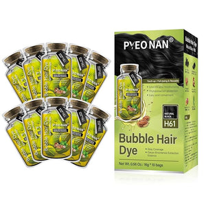Unisex Bubble Hair Dye with Natural Plant Extracts 2-in-1 for Gray Coverage and Hair Care Gray Hair Turns into Black or Dark Brown with Herbal Ingredients (Natural Black 1 Box (10 bags))