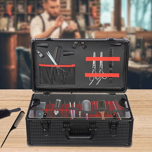 Beauty Professional Barber Case Portable Barber Tool Organizer Case Barber Carrying Case Salon Hair Cutting Grooming Kit Storage Organizer Fashionable Barber Carry on Travel Case
