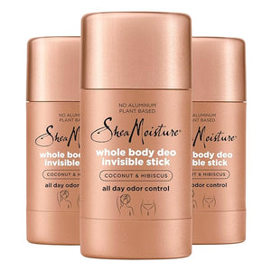 SheaMoisture Invisible Deo Stick Coconut &amp Hibiscus 3count Whole Body Plant Based No Aluminum 2.6 oz