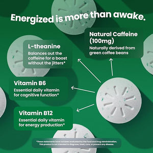 Neuro Energy &amp Focus Gum Extra Strength - 100mg Natural Caffeine Gum &amp Nootropic Energy Supplement with L-Theanine &amp B Vitamins - Sugar Free Vegan - Spearmint 90ct