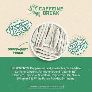 ALP Supply Co - Caffeine Break Peppermint Caffeine Pouches - Smooth Peppermint Flavor - Clean, Bold Energy Anytime - Made in USA - 50mg per pouch - 15 Pouches
