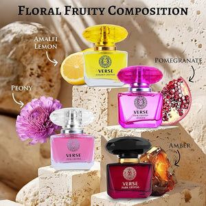 NovoGlow Verse 4-Piece Mini Fragrance Set for Women Light One - Refreshing Combinations of Floral Fruity &amp Woody Scents -Ideal EDP Beauty Gift for Birthday Anniversary Infinity Breeze
