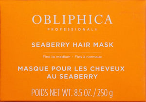 Obliphica Seaberry Hair Mask - Deep Conditioning Hydrating Treatment for Dry and Damaged Hair - Fine, Frizzy, and Color-Treated Hair - 8.5 Ounce (Pack of 1)