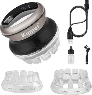 KEMEI Professional Hair Clippers for Men Automatic Circular Hair Trimmer Cordless Self-Haircut Kit with LED Display KM-887 Silvery