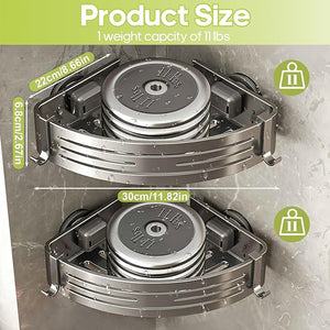 Corner Shower Caddy Suction CupShower Shelves with HooksNo Drilling Powerful Suction Bathroom Organizers and StorageRemovable Waterproof Rustproof Shower Bathroom Accessories Decor(Grey 2Pack)