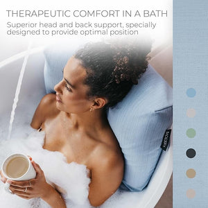 BADESOFA¢ç Luxury Bath Pillow M - Lusciously Soft &amp Comfortable Tub Pillow for Bathtub - Washable &amp Quick-Drying Bath Back Pillow - Non-Slip Full Body Tub Pillow - Luxury Spa Cushion in Blue