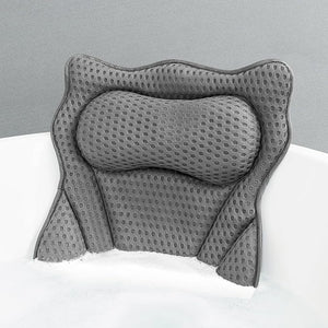 Bath Pillow Bath Pillows for Tub Neck and Back Support Soft 4D Air Mesh Bathtub Pillow 16.5 x 17.3 INCH with 6 Powerful Suction Cups Bath Accessories Relaxing Gifts for Women (Grey)