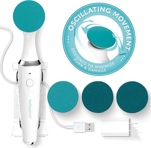 Bellasonic Electric Foot File + Callus Remover with Unique Oscillating Head ? File &amp Smooth Dry Hardened &amp Cracked Skin on Heels &amp Toes ? Salon Quality Pedicure at Home w/Portable Rechar