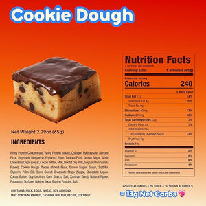 Prime Bites Protein Brownie from Alpha Prime Supplements | High Protein Collagen Fortified Low Sugar Treat | Delicious Snack | 12 Bars per Box (Cookie Dough Bites)