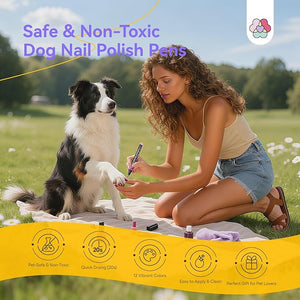 SAVILAND Essentials Dog Nail Polish Pens Quick Dry: 12 Colors Safe Pet Nail Art Polish Pens Set Brush Tip for DIY Dogs Cats Puppy Nails, Non Toxic, Odorless, Easy to Apply Home &amp; Salon Use