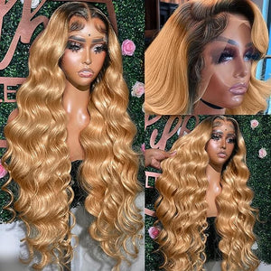 200 density Honey Blonde Lace Front Wigs Human Hair 13x6 Ombre HD Transparent Lace Frontal Wig Human Hair for Women 12A Body Wave Lace Front Wigs Human Hair Blonde Wig Human Hair