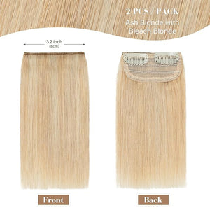 S-noilite Hair Extensions for Short Hair Clip in Human Hair 2PCS 2 Clips Balayage Clip in Hairpieces For Women Add Volume 24g 8Inch-Ash Blonde/Bleach Blonde