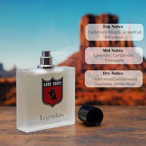 Lane Frost Legendary Frosted Cologne for Men - Fresh Western Fragrance with Crisp Citrus and Woodsy Notes - Cool Masculine Cologne Spray for the Modern Authentic Cowboy - Long Lasting Men¡¯s Scent
