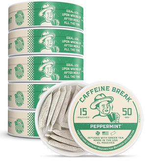 ALP Supply Co - Caffeine Break Peppermint Caffeine Pouches - Smooth Peppermint Flavor - Clean, Bold Energy Anytime - Made in USA - 50mg per pouch - 15 Pouches