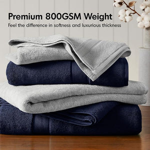 Madison Park 800GSM Bathroom Towel Set of 8 100% Cotton Bath Towel Set for Bathroom Luxurious Highly Absorbent 2 Bath Towels 2 Hand Towels 4 Washcloths Quick Dry Spa Quality Silver