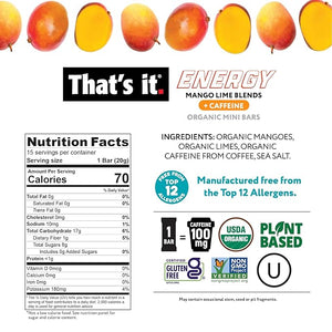 That¡¯s it. Mango Lime Energy Mini Bars | 100mg Natural Caffeine |Mango Lime| Allergy-Friendly, Nut Free, Organic, Non-GMO, Gluten-Free Snacks | 15 Count