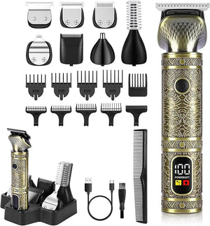 Male Hair Trimmer Cordless Shaving Kit for Mustache Body Nose Ear Hair Facial and Adaptable Beard Grooming Kit for Men's Birthday Presents