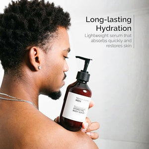 Nordisk Element Men Body Serum with Antioxidants &amp Nordic Botanicals | Deep Hydration &amp Skin Barrier Repair | Hyaluronic Acid Body Serum | Paraben &amp Phthalate Free | Spices &amp Sandalwoo