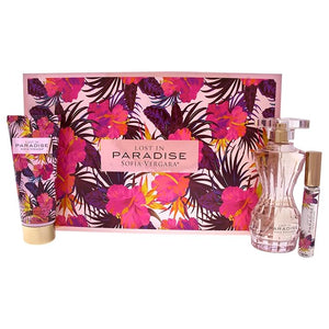 SOFIA VERGARA Lost In Paradise Women 3 Pc Gift Set 3.4oz EDP Spray, 10ml EDP Roller Ball, 3.4oz Body Lotion