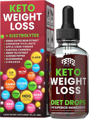 Keto Weight Loss Diet Drops Natural Appetite Suppressant Fat Burner for Women and Men with Apple Cider Green Coffee Bean Extract Cinnamon Cayenne Pepper Metabolism Booster