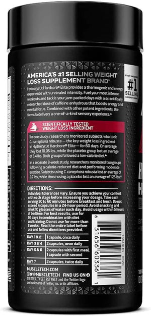 Hydroxycut Hardcore Elite - 100 Rapid-Release Thermo Caps - Energy &amp; Focus - for Men &amp; Women - 50 Servings