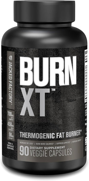 Jacked Factory Burn XT Black Thermogenic Fat Burner - Weight Loss Supplement, Appetite Suppressant, Nootropic Energy Booster | TeaCrine, Acetyl L-Carnitine, Green Tea Extract - 90 Veg Diet Pills