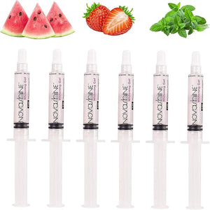 Novashine Teeth Whitening Gel Syringe Refill Flavor Pack (6) 5ml Syringes Half Year Supply Peroxide Formula No Sensitivity Use with Novashine LED Light. Strawberry Watermelon and Mint Flavor