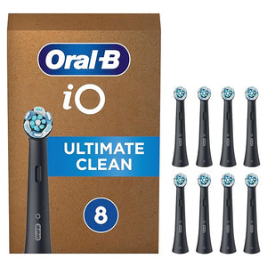 Oral-B iO Ultimate Cleaning Electric Toothbrush Heads 8 Pieces Ultimate Tooth Cleaning Toothbrush Attachment for Oral-B Toothbrushes Letterbox Enabled Packaging Black