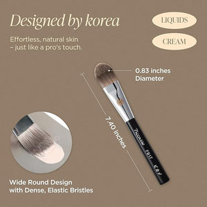 Piccasso FB17 Foundation Brush ? Soft Makeup Brush for Liquid &amp Cream Foundation Curved Bristles for Smooth and Flawless Face Makeup Professional Tool for Base Layering Korean Beauty Essential