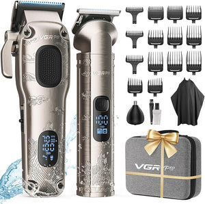 Hair Clippers for Men Professional Cordless Hair Clippers for Hair Cutting Mens Clippers and Trimmers Set Electric Hair Trimmer for Men with Package Box (Silver)