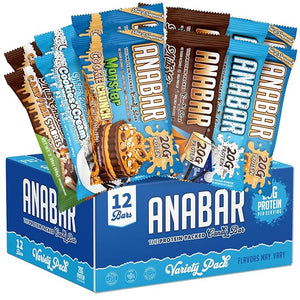 Anabar Protein Bar Variety Packs The Protein-Packed Candy Bar World's Best Tasting Protein Bar No Sugar Alcohols High Protein Amazingly Delicious 20 Grams of Protein (12 Bars Crunch &amp Crumb