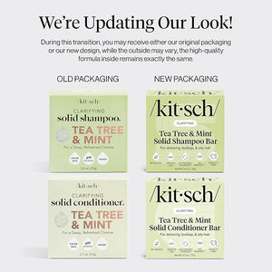 Kitsch Clarifying Tea Tree Shampoo and Conditioner Set ? Shampoo &amp Conditioner Bar for Women and Men Scalp &amp Oil Control Hair Care ? Free of Paraben Sulfate &amp Silicone ? Made in USA - 2