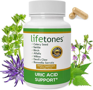 Life Tones Uric Acid Support - Herbal Joint Cleanse for Men and Women - Natural Remedy Flexibility Boost - Non-GMO Gluten-Free - 60 Vegan Vitamins