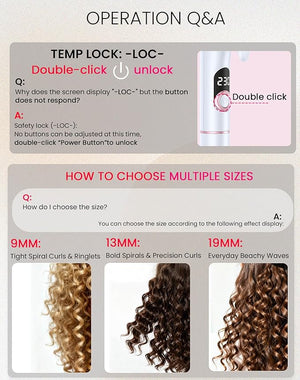 Small Barrel Mini Thin Curling Iron for Short Hair Dual Voltage with European UK Plug Adapter 3/8 Inch Travel Size Curling Iron to Tight Corkscrew Curls with 30S Fast Heating 5 Temps for Global