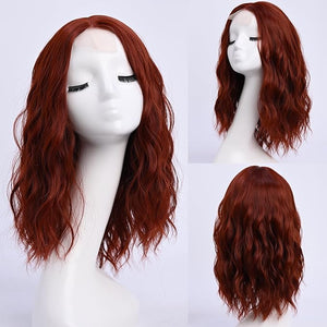 Medium Length Copper Red Wavy Wigs for Women 18 Inch Middle Part Wavy Fox Red Wig Natural Looking Synthetic Heat Resistant Fiber Wig for Daily Party Use (18 inch)