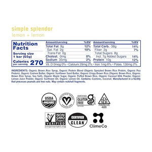 GoMacro MacroBar Organic Vegan Protein Bars - Lemon + Lemon (2.3 Ounce Bars 12 Count)