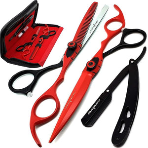 Saaqaans MSS-04 Professional Hair Cutting Scissors - Salon Haircut Sharp Razor Cutting Stainless Steel Barber Shears Hairdresser Kit