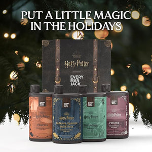 Every Man Jack Harry Potter Collectors Body Wash Gift Set - Includes 4 Body Washes with Clean Ingredients &amp Hogwarts Inspired Scents - Forbidden Forest Charms Herbology Potions