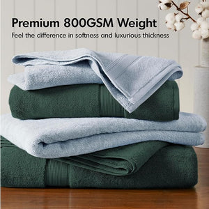 Madison Park 800GSM Bathroom Towel Set of 8 100% Cotton Bath Towel Set for Bathroom Luxurious Highly Absorbent 2 Bath Towels 2 Hand Towels 4 Washcloths Quick Dry Spa Quality Dark Green