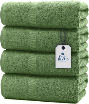 DAN RIVER Bath Towels Set of 4 27 x 54 Inches 100% Cotton Larger &amp Lighter Weight Quicker to Dry Super Soft and Absorbent Ideal Large Bath Towel for Daily Use Sage Green